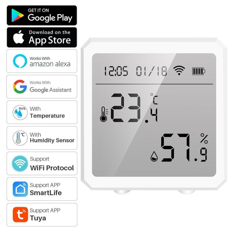 Tuya WIFI Temperature Humidity Sensor Indoor Hygrometer Thermometer Detector Smart Life Remote Control Support Alexa Google Home