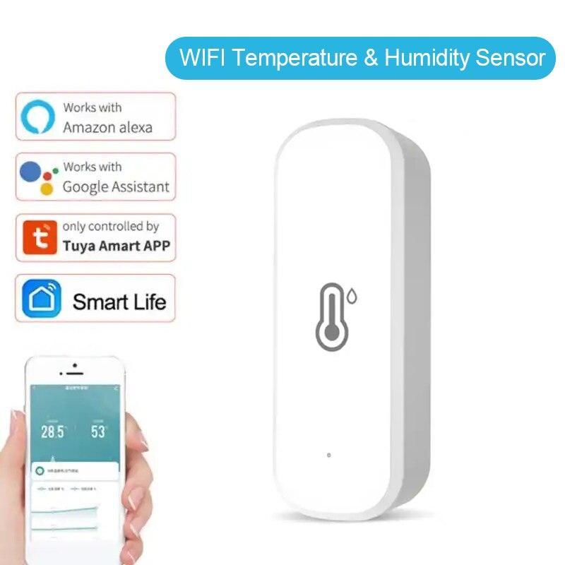 WiFi Temperature Humidity Sensor Indoor Smart Life Sensor Tuya Thermostat Hygrometer Sensor Works With Alexa Google