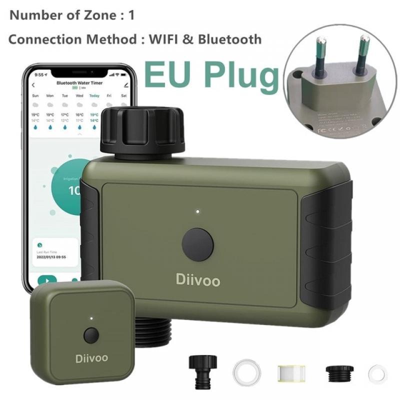 Diivoo Smart WiFi Water Timer Multi Zone, Garden Wireless Remote Control Irrigation System with Hub, Rain Delay &Manual Watering