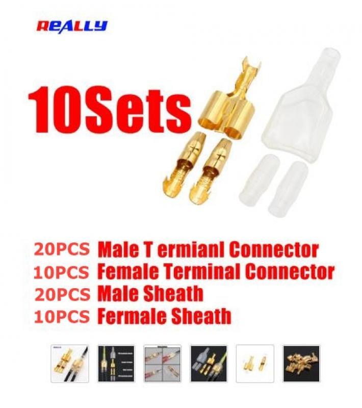 10/30/50Sets One Female And Two Male 4.0 Bullet Terminal Electrical Wire Connector Diameter Male Female 1:2 Transparent Sheath