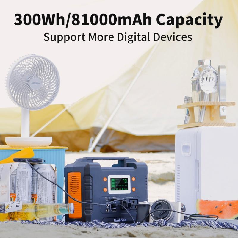 81000mAh Solar Generator  Portable Power Pure Sine Wave Output 110V AC 12V DC for Outdoor Home Camping Backup Power