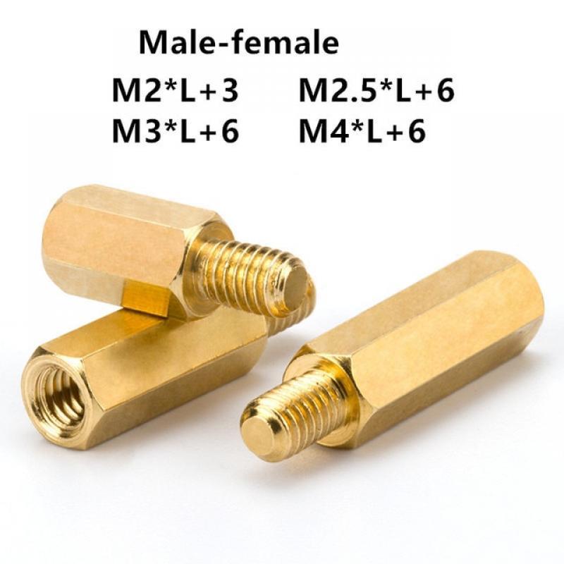 10/50pc Solid Brass Copper M2 M2.5 M3 M4 Hex Standoff Hexagon Pillar M-F F-F Male-Female Female Spacer for PCB Board Motherboard