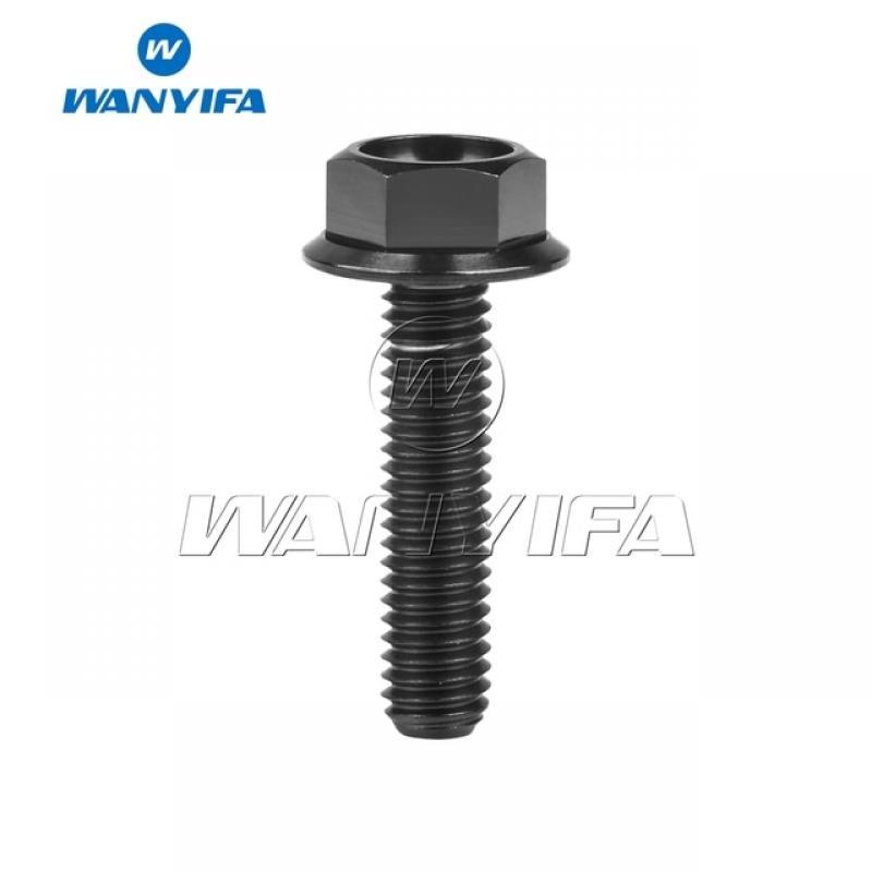 Wanyifa Titanium Ti Bolt M6x10 15 20 25 30 35mm DIN6921 Flange Head Screws for Motorcycle Retrofit