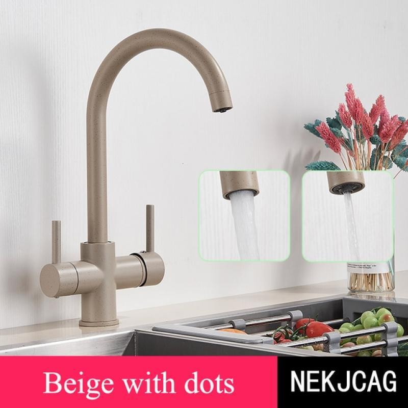 Black Purified Water Kitchen Faucet Hot Cold Mixer Pure Water Filter Faucet Drinking Water Tap Deck Mounted Dual Handles crane