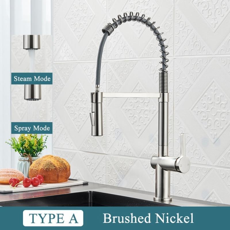 Black Pull Out Kitchen Sink Faucet Two Model Stream Sprayer Nozzle Brass Material Hot Cold Wate Mixer Tap Deck Mounted