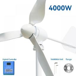 Wind Turbine 4000W Generator Axis Windmill Energy Sources 12v 24v 48v 6000w 3 Blades Mppt Charge Controller Off Grid Inverter