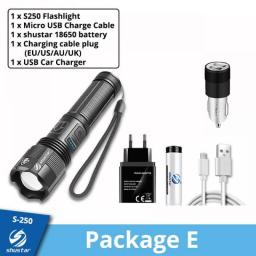 Super Bright 4 Core P70.2 LED Flashlight With Battery Display 5 Lighting Modes For Adventure, Hiking, Camping, Hunting, Etc.