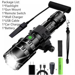 65000LM Professional LED Flashlight For Hunting Tactical Night Scout Lights Set L2 Fish Light USB Rechargeable Waterproof Torch