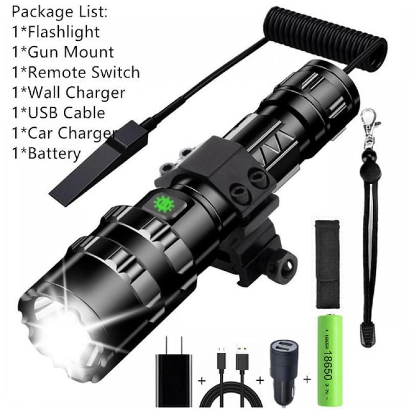 65000LM Professional LED Flashlight for Hunting Tactical Night Scout Lights Set L2 Fish Light USB Rechargeable Waterproof Torch