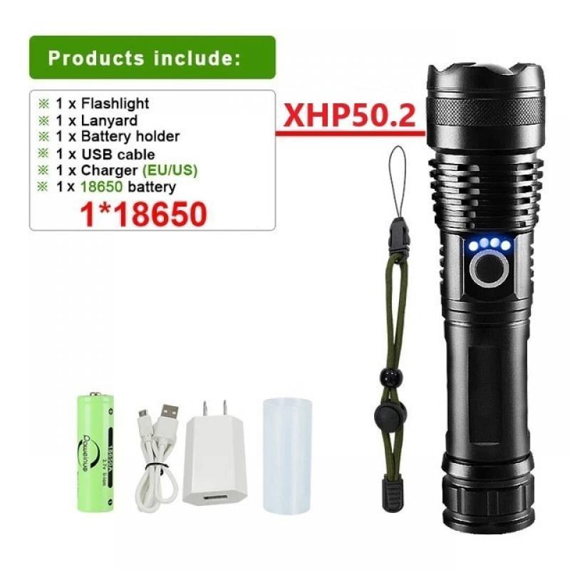 2023 Newest White Laser LED Flashlight Super Powerful Torch Light Rechargeable Flashlight Long Shot High Power Hand Lamp Camping