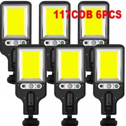 6pack Motion Sensor Solar Outdoor Lights Waterproof 117COB LED Security Wall Lights Street Lamps With 3 Mode Patio Garage Yard