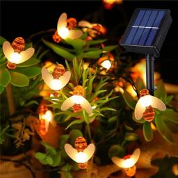 Solar String Light 20 LED Cute Bee Outdoor Light Wedding Home Garden Patio Party Christmas Tree Honeybee Starry Fairy Decor Lamp