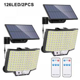 348LED Solar Lamp Outdoor Security Light With Motion Sensor Waterproof 126/328LED Powerful Spotlight Solar For Garden Garage