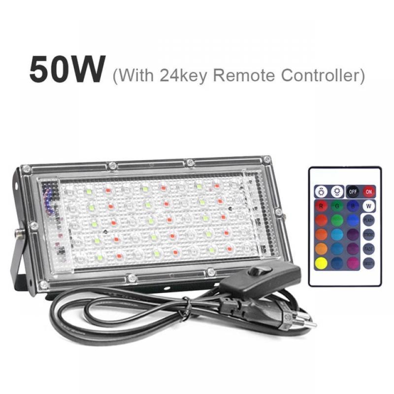 300W 100W 50W LED RGB Floodlight Outdoor Lighting IP65 Waterproof Led Spotlight with Remote Control 220V EU Plug Floodlights