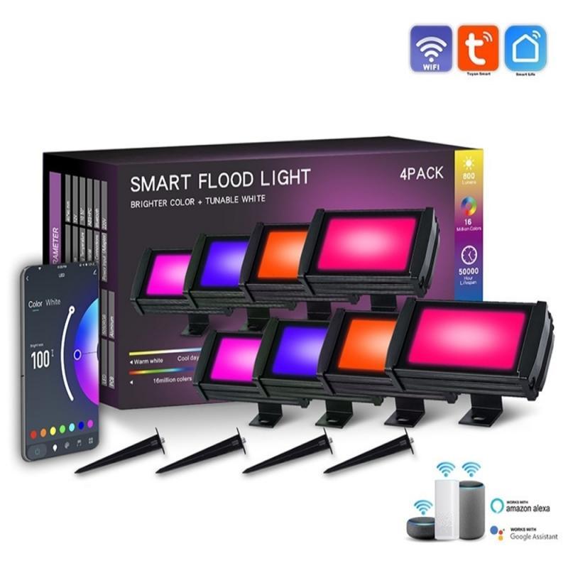 Smart Bluetooth APP RGB Floodlight Outdoor Led Projector IP67 Waterproof Foco Outdoor Lighting For Garden Courtyard Spotlight