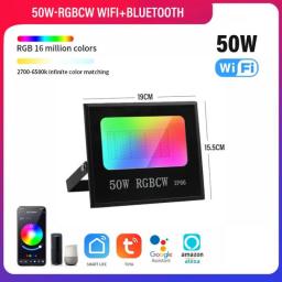 RGBCW LED Wifi Smart Flood Light TUYA APP Voice Control IP66 Outdoor Flood Light Landscape Courtyard Building Exterior Wall