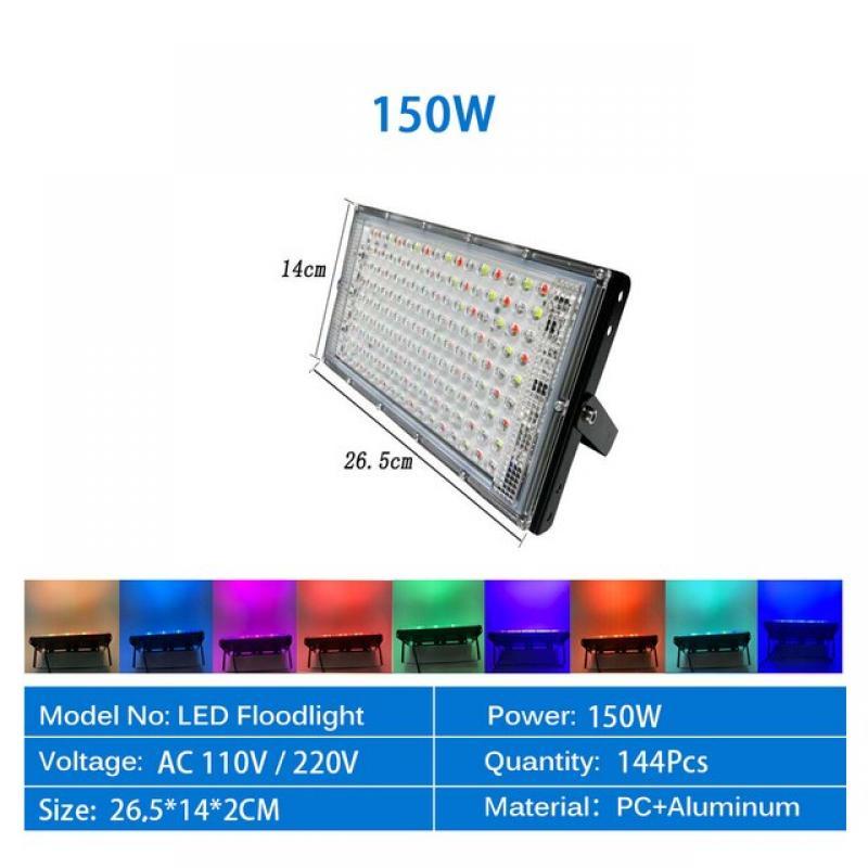 LED Flood Light 50W 100W 150W AC 220V 110V Outdoor Floodlight RGB Outdoor Spotlight Waterproof Street Lamp Garden Lighting