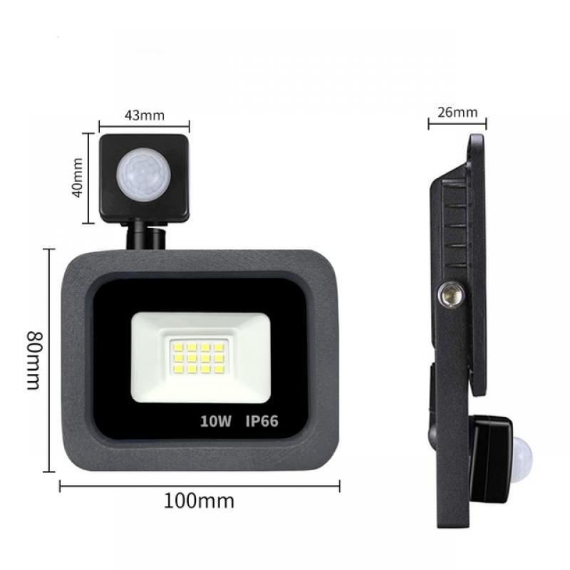 220V LED Floodlight 10W 20W 30W 50W 100W Spotlight PIR Motion Sensing Floodlight Waterproof IP66 Outdoor Wall Lamp.