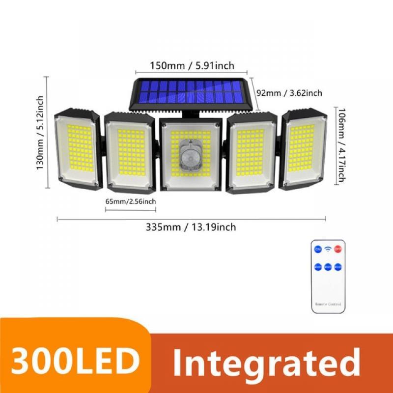 300LED Solar Light IP65 Outdoor Motion Sensor With Remote Control Flood Lights Solar Panel Lamp Wall Street Festoon Garden Lamp
