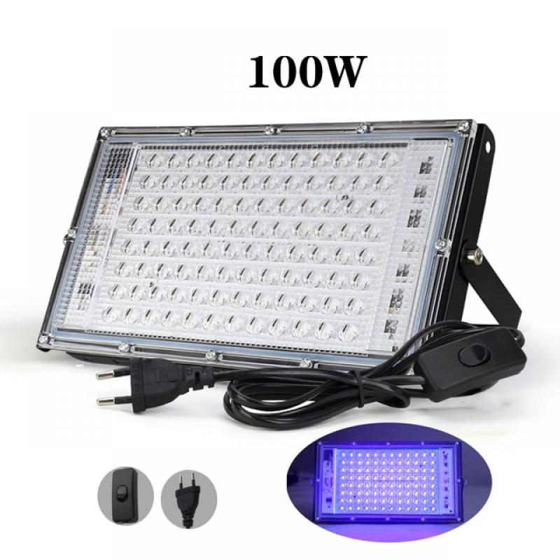 50W 100W UV LED Flood Light AC220V 230V Indoor Outdoor Floodlight 395nm 400nm Ultraviolet Fluorescent Stage Lamp Party Spotlight