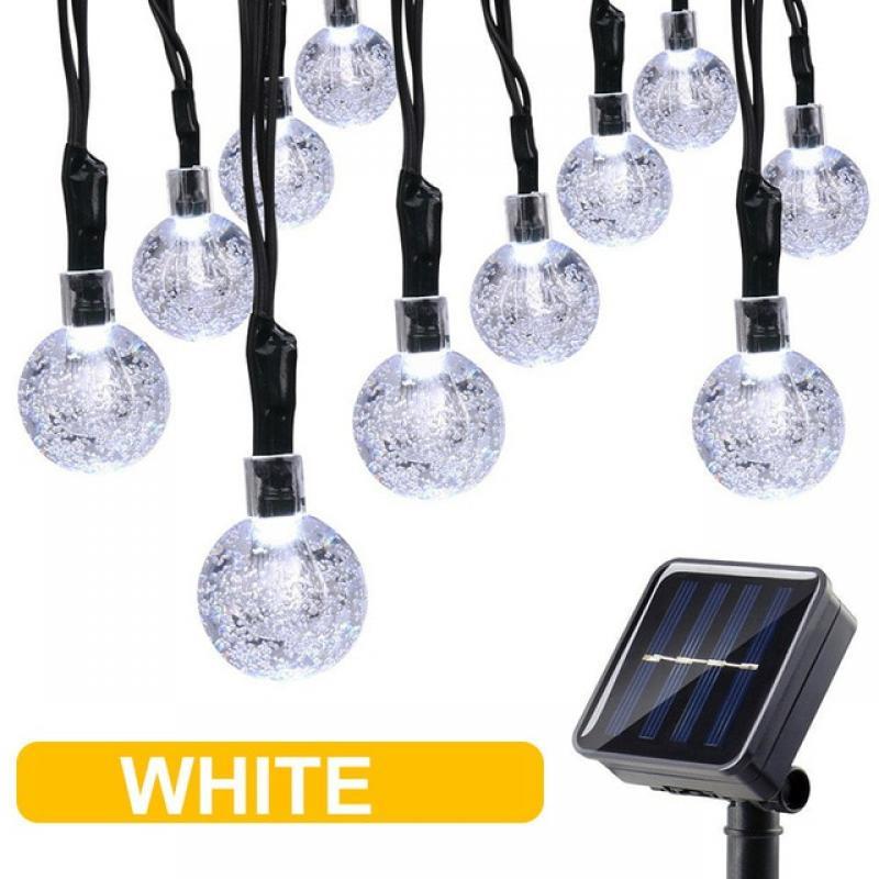 Solar String Lights Crystal Globe Lights with 8 Lighting Modes Waterproof Solar Lights for Garden Yard Porch Wedding Party Decor