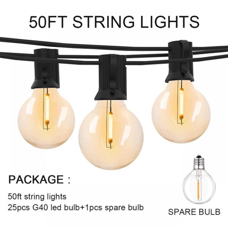 100/50/25ft Outdoor Garland Lights 220V G40 Plastic Bulb LED Tent Fairy Patio String Light Wedding Garden Party Decoration