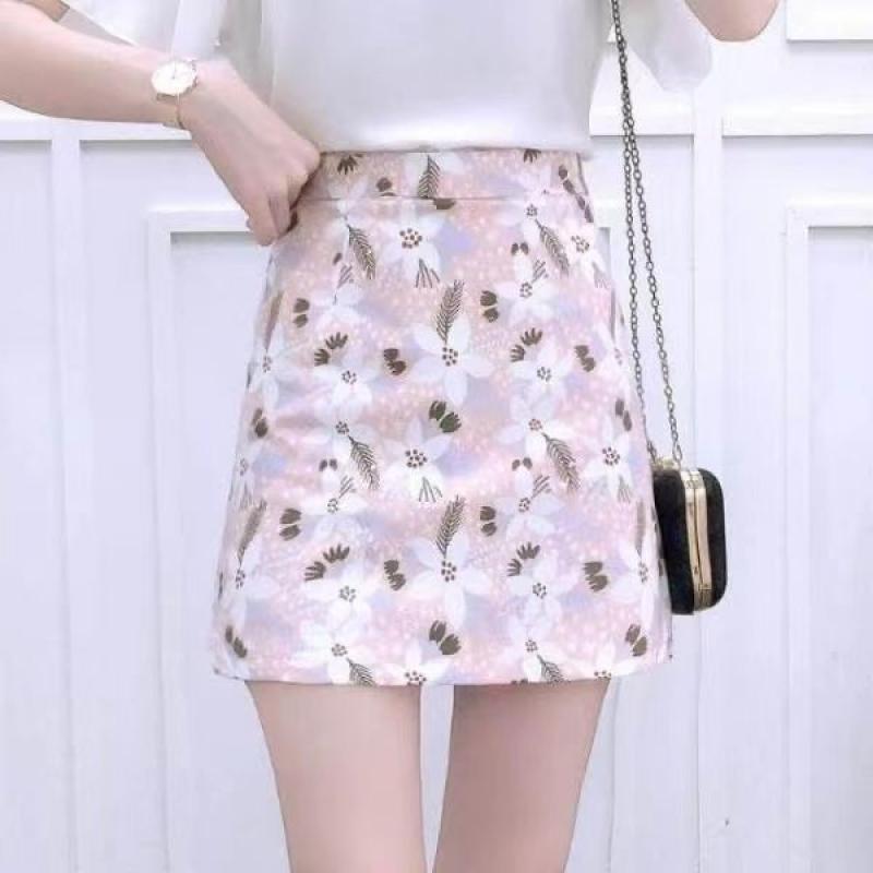 Sexy Floral Skirt Women's Summer New Versatile Short Skirt High Waist A-line Skirt Color Shows Thin Hip Wrap Skirt Women's Dress
