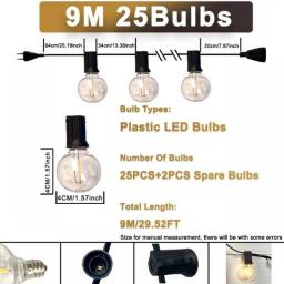 Patio String Light LED G40 Tungsten Festoon Lights Globe Outdoor Garden Garland Lights Terrace Garden Pub Christmas Party