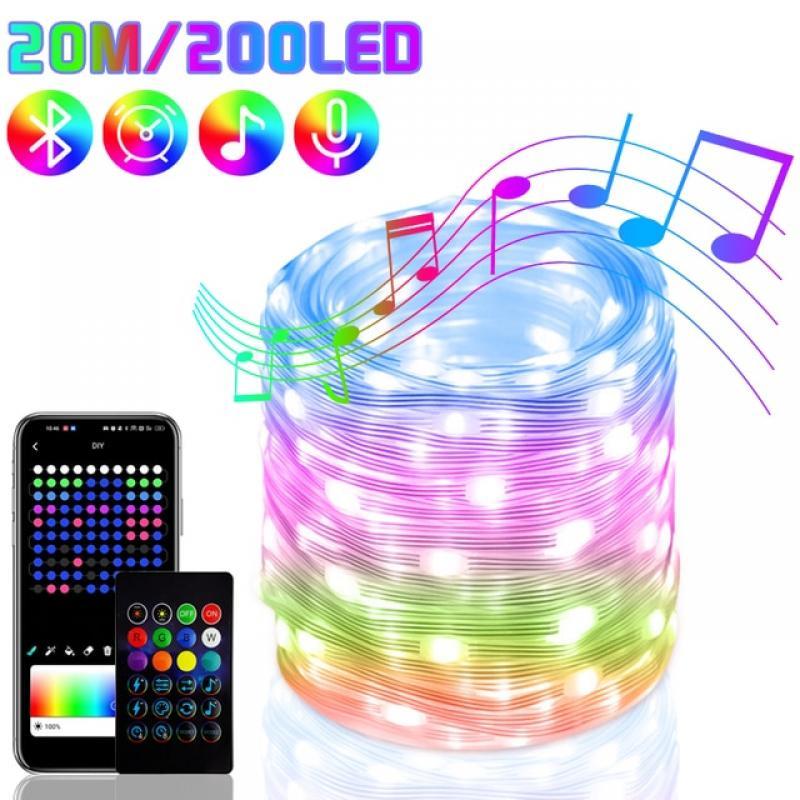 Home RGBIC Waterproof Christmas Fairy String Light With Smart APP Remote Point To Point Control For Outdoor Indoor Wedding Party