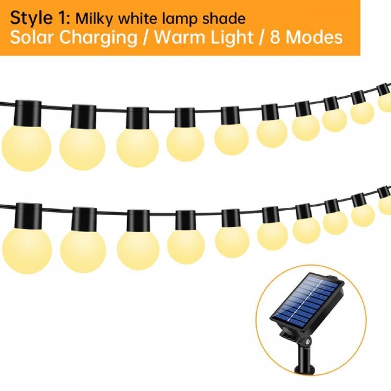 Solar String Lights Outdoor Waterproof G40 Globe Patio Lights with 20 Shatterproof Bulbs Solar Hanging Lights for Yard Party