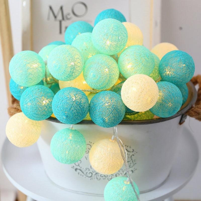 20 LED Cotton Ball Garland String Lights Christmas Fairy Lighting Strings for Outdoor Holiday Wedding Xmas Party Home Decoration