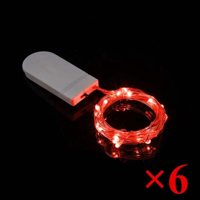 6Pcs Battery Operated Wedding Garland Light LED Fairy Lamp for DIY Party Patio Christmas Decor Copper Wire String Lights Outdoor