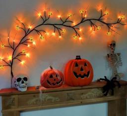 Halloween Willow Vine String Lights Led Pumpkin Bat Branch Garland Light For Halloween Home Indoor Outdoor Halloween Party Decor