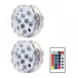 10leds RGB Submersible LED Lights Underwater Night Light Outdoor Swimming Pool Light Tea Light Vase Pond Party Wedding Decor