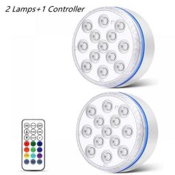 Updated Submersible LED Lights With Remote Underwater Pool Light IP68 Magnet 13 LED Bright Lamp RGB For Pond/Pool/Aquarium