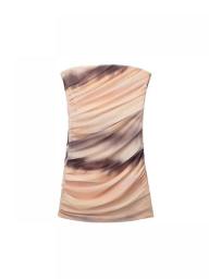 TRAF Tulle Short Dresses For Women 2023 Tie Dye Ruched Summer Dress Sexy Off Shoulder Backless Dresses Female Party Dress