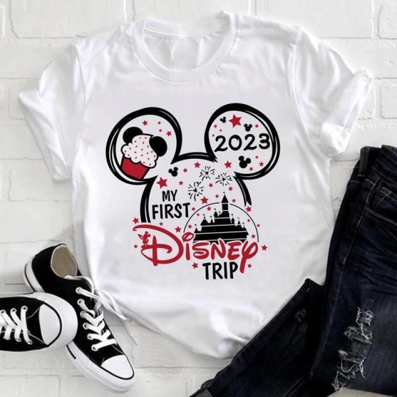 Disney 2023 Family Trip Clothes Mickey Mouse Fashion Disneyland Vacation T Shirt for Women Summer Casual T-shirts Fast Delivery