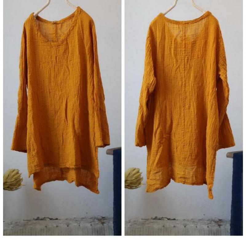 USWMIE 2020 Summer Women Blouses New Literature Joker Simple V-neck Solid Color Shirt Irregular Hem Breathable Plus Size Tops