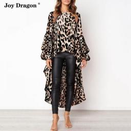 Summer Tops For Women Irregular Blouses Round Neck Double Layer Solid Lantern Sleeve Shirts A Line Casual Elegant Chiffon Dress