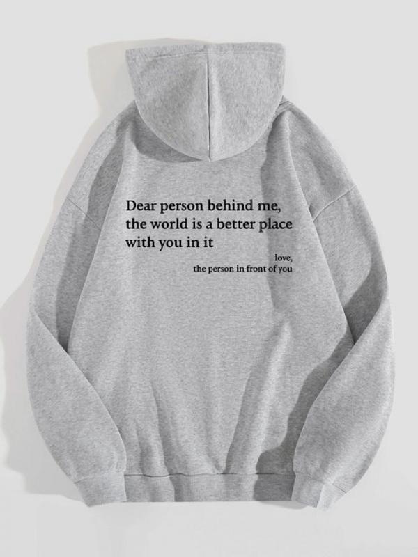 Autumn Y2k Pullover Hooded Women Young Lady Printed Letter Dear Person Behind Me Hoodie Oversize Aesthetic Hoody Sweatshirt Tops