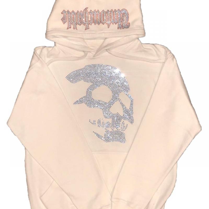 Retro dark hot drill skull pullover sweater loose casual long sleeve y2k hip hop rap kpop dance winter clothes tops jacket