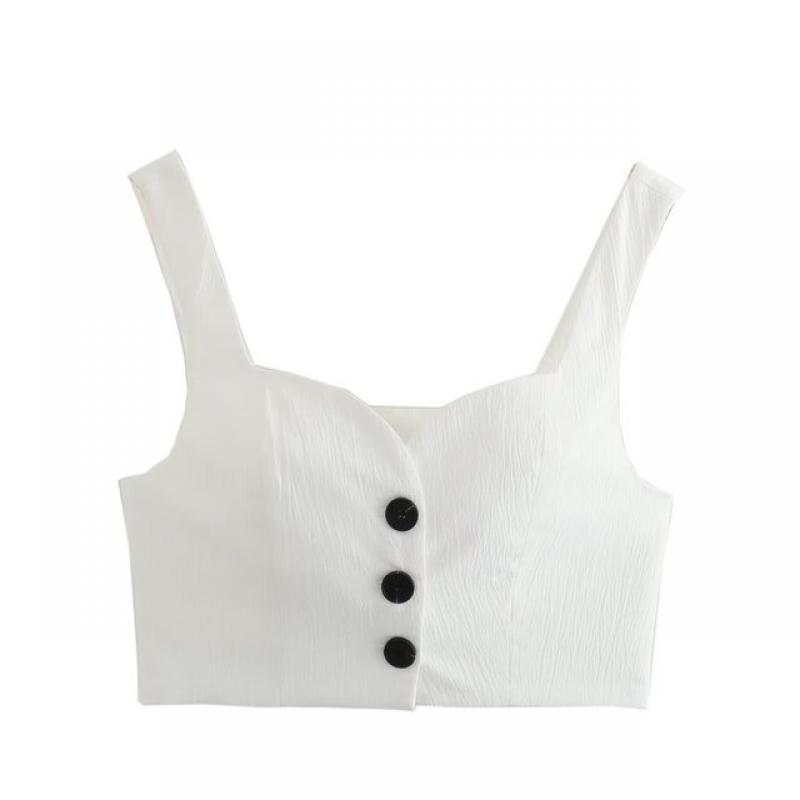 2023 Summer Women Solid Tops Shorts Sets Fashion Sleeveless Heart Collar Tank Tops Casual Button Pockets A-line Shorts