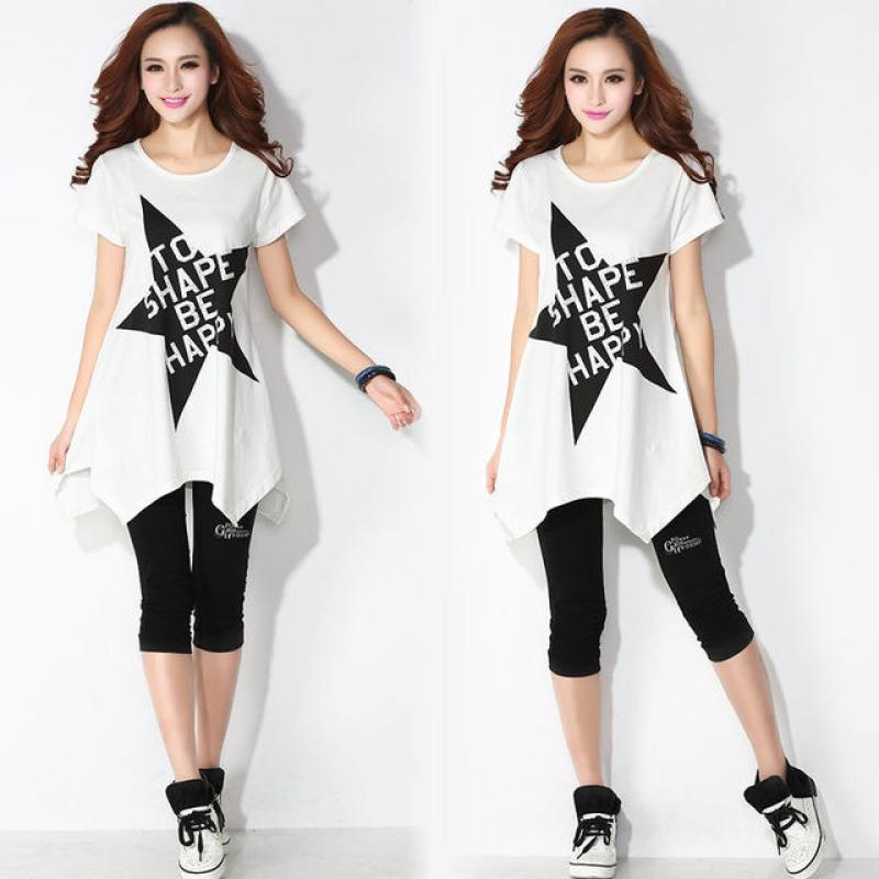 Loose size capris set, Korean version, women's clothing, foreign style, meat shielding, casual sports two-piece set