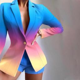 Women Casual Autumn Winter Short Commute Suit Set Elegant Slim Long Sleeves Printed Lapel Jacket Shorts Streetwear Fashion Sets