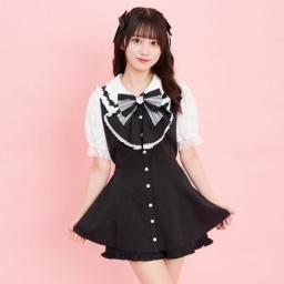 Customized SC Suit Rose Embroidered Lace Mine Series Mass Production Bow Dress Culottes Short Sleeve Sweet Girls Two Piece Set