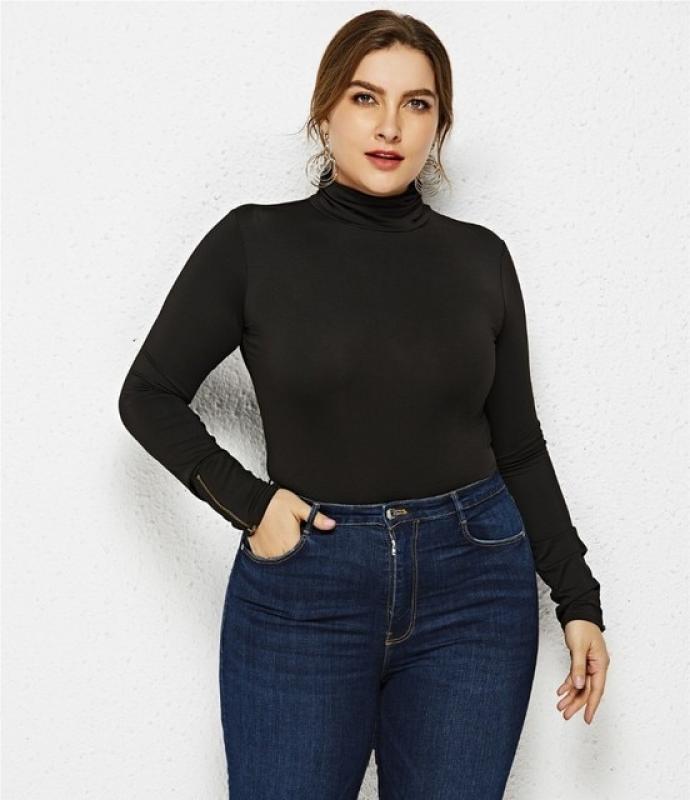 Sexy Plus Size Bodysuits Women Turtle Neck Romper Bodycon Long Sleeve Cotton Autumn Winter Ladies Tops Skinny Black White Red