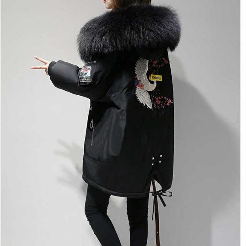 2023 Autumn Winter Hooded Fur Collar Long Parkas Mujer Thick Warm Down Cotton Padded Jacket Women Casual Hoodies Coat Female