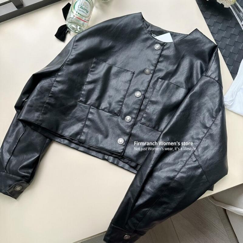Firmranch Korea Fashion JENNIE Clothes Loose Black PU Leather Jakcets For Women Motorcycle Cool Coat Streetwear Blazer Autumn