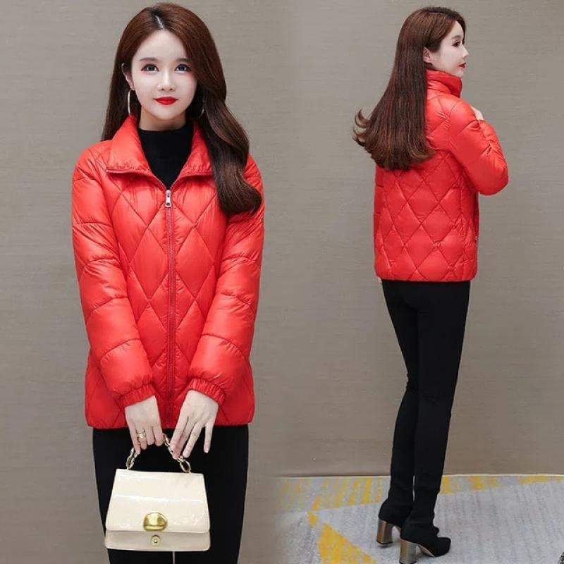 2023 New Short Thick Cotton Padded Puffer Jacket Winter Women Stand Collar Zipper Basic Women's Coat Autumn Jacket Outerwear 4XL