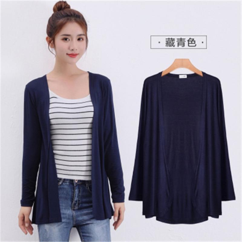 2019 Korean Summer Autumn spring Summer new women's long sleeved Modal cardigan air conditioning sweater coats